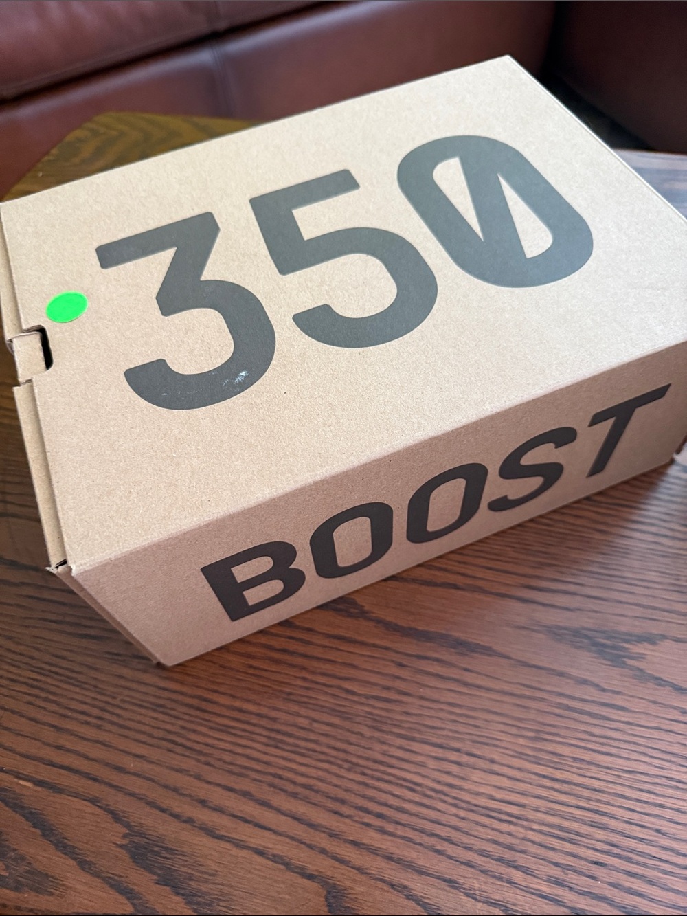 adidas 350 BOOST Cardboard Shoe Box in Brown with Black Print